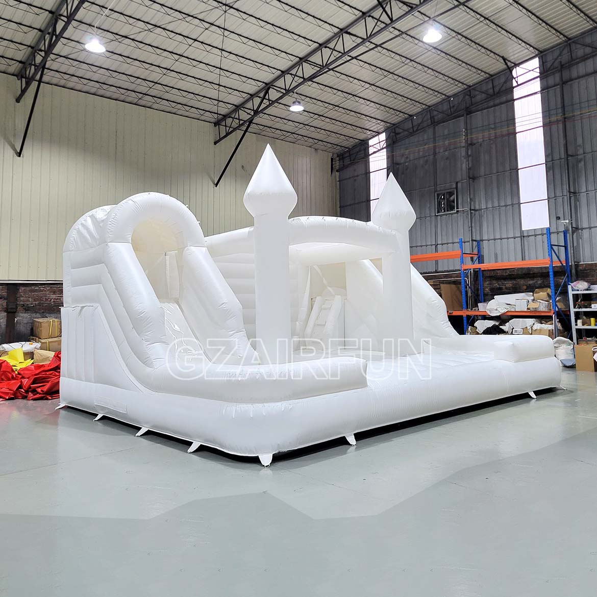 Inflatable Dual Lane White Bounce Combo