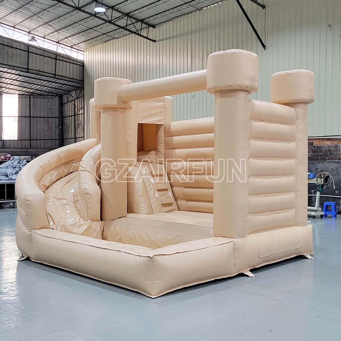 Inflatable Tan Round Flat Top Water Bouncer Combo