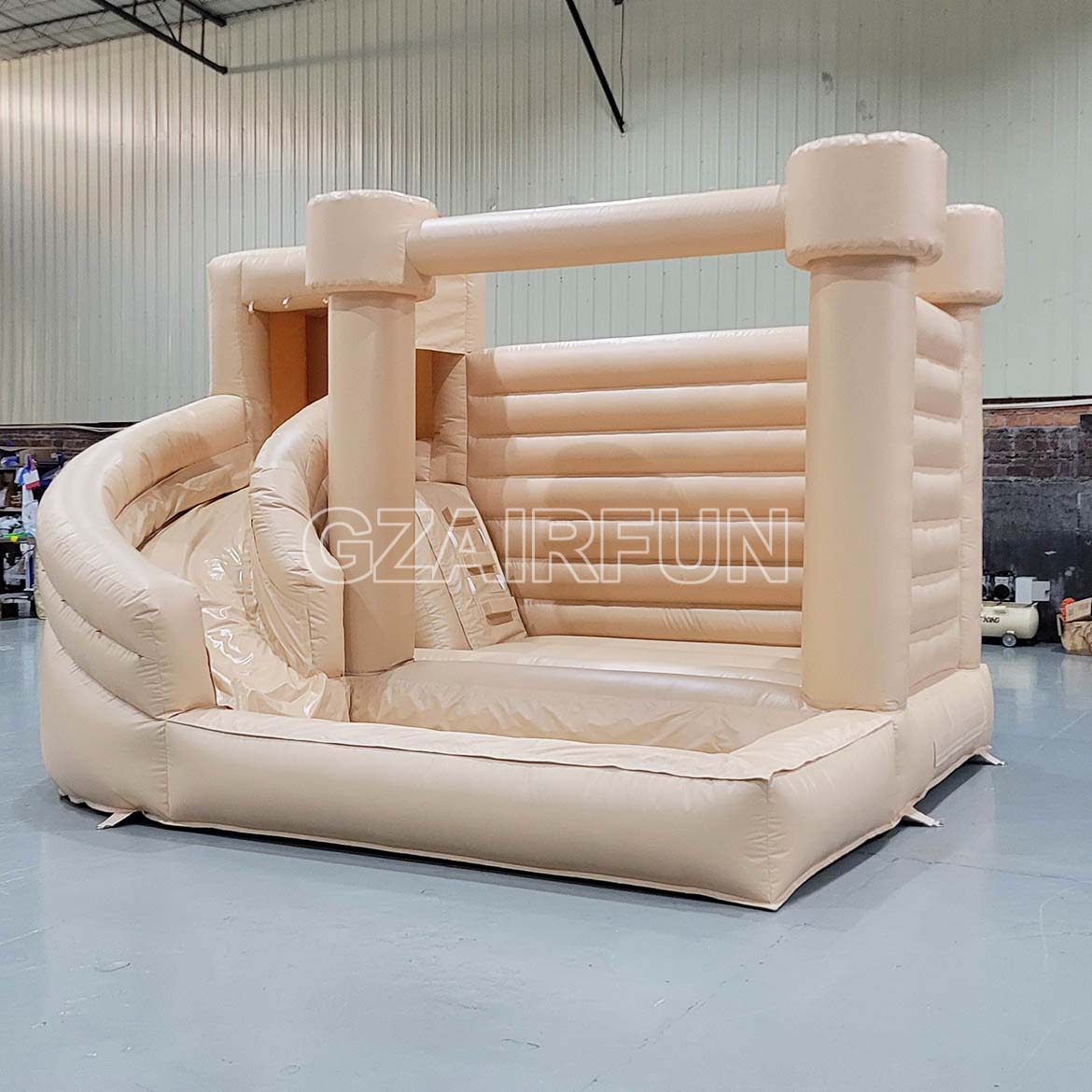 Inflatable Tan Round Flat Top Water Bouncer Combo