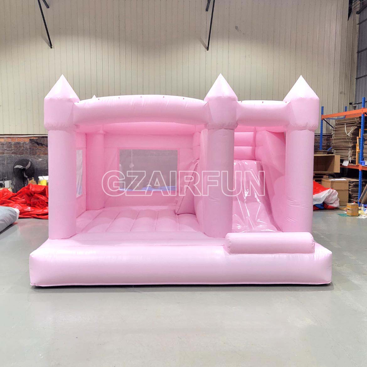 Inflatable Pastle Pink Castle Bounce With Slide
