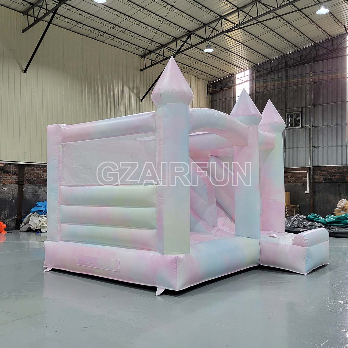 Inflatable Tie Dye Jumping Castle With Slide