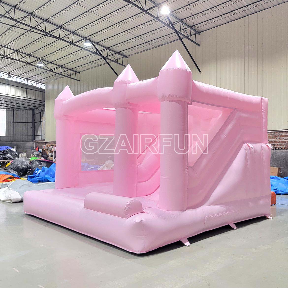 Inflatable Pastle Pink Castle Bounce With Slide