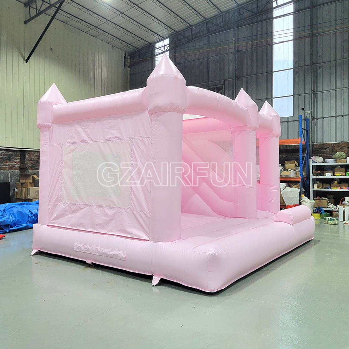 Inflatable Pastle Pink Castle Bounce With Slide