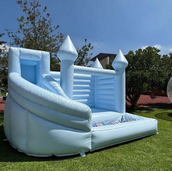 Inflatable Baby Blue Castle Water Slide Ball Pit