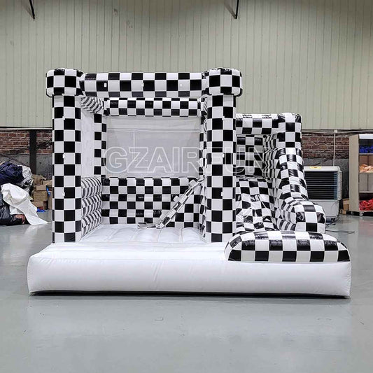 Mini Checked Design Inflatable Bounce With Slide For Toddler