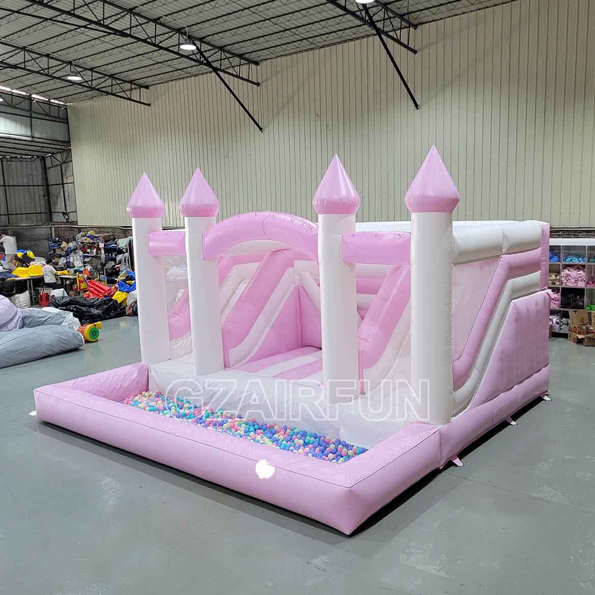 Inflatable dual slide bounce house with ball pit