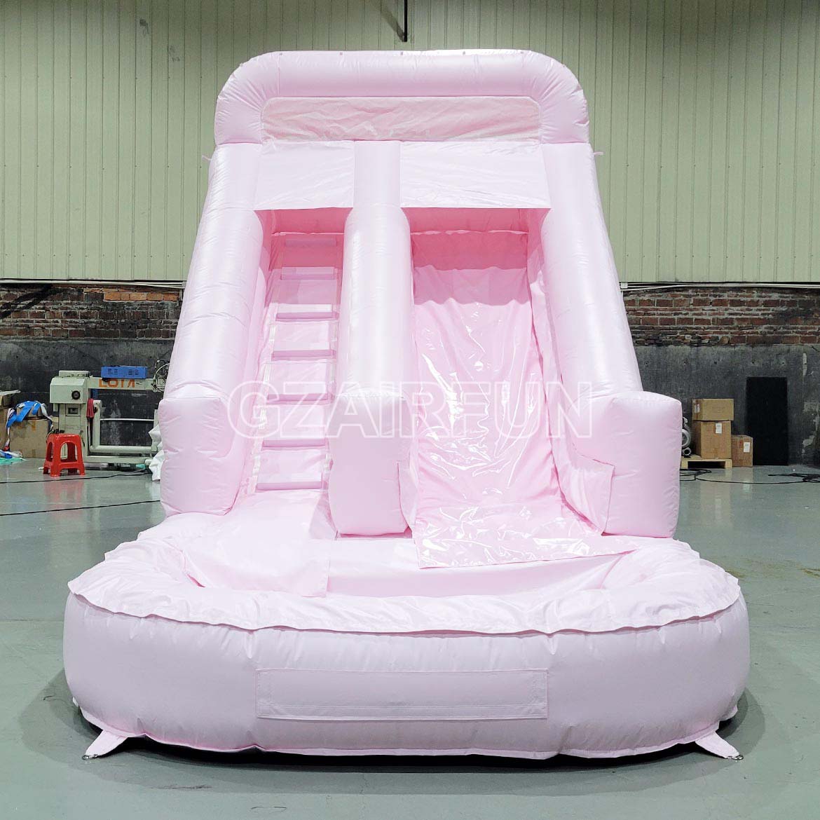 13ft inflatable pastel pink slide with attached pool