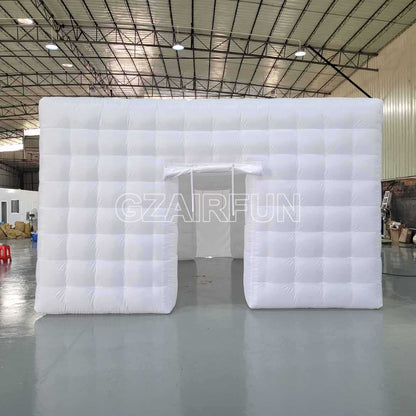 Large White Inflatable Cube Wedding Tent Mobile Portable Party Pavilion with LED Lights